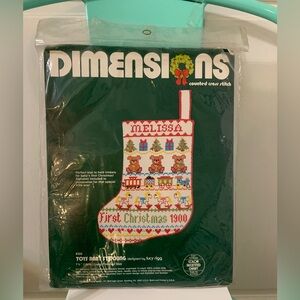 Open Box Vintage Dimensions 8306 Toys Baby Stocking Counted Cross Stitch